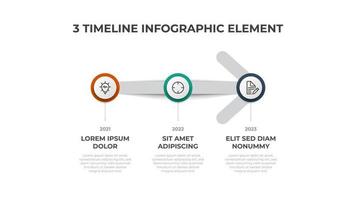 el vector de elementos infográficos con 3 opciones, lista y flecha, puede usarse para línea de tiempo, flujo de trabajo, diagrama de proceso, presentación, etc.