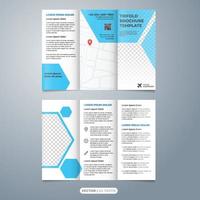 polygon tri fold brochure template design vector