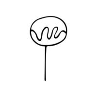 Cotton flower. Black and white vector doodle style illustration