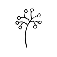 Sprig with berries in doodle style. Black and white 3 vector