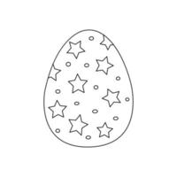 Blue Easter egg decorated with stars. Vector isolated doodle