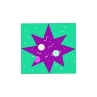 Purple stars in a green square. Vector hand drawn