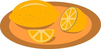 Plate of lemon, help with colds, tasty and healthy fruit vector icon
