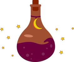 Magic potion in a bottle, witchcraft icon vector card