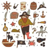 Bundle pirate. Set item vector hand drawn
