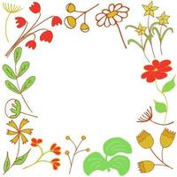 Frame of spring and summer flowers and twigs vector