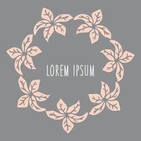 Round frame of pink flowers on a gray background vector