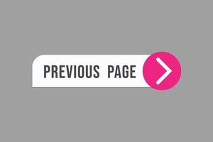 previous page button vectors.sign label speech bubble previous page vector