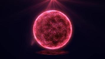 astratto energia sfera il giro pianeta stella futuristico cosmico rosso bellissimo raggiante Magia su nero sfondo. astratto sfondo. video nel alto qualità 4k, movimento design