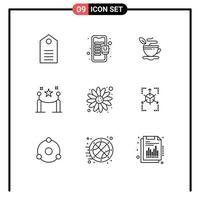 Modern Set of 9 Outlines Pictograph of carnival paling online store fence coffee Editable Vector Design Elements