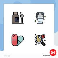 4 iconos creativos signos y símbolos modernos de análisis de gráficos de atención médica análisis de información de inodoros de baño elementos de diseño de vectores editables