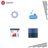 conjunto de 4 paquetes de iconos planos comerciales para cogs web stats diseño de gráfico de sopa elementos de diseño vectorial editables vector