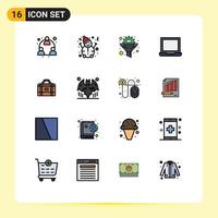 Set of 16 Modern UI Icons Symbols Signs for bag preference filter laptop computer Editable Creative Vector Design Elements