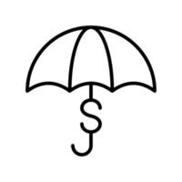 Umbrella with dollar icon flat line style vector for graphic and web design