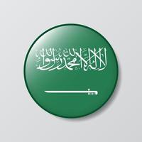 ilustración en forma de círculo de botón brillante de la bandera de arabia saudita vector