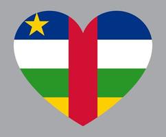 ilustración plana en forma de corazón de la bandera de la república centroafricana vector