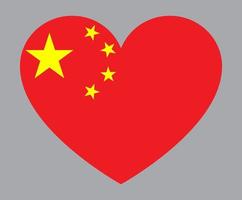 flat heart shaped Illustration of China flag vector