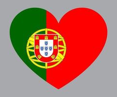 ilustración plana en forma de corazón de la bandera de portugal vector