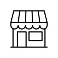 vector de estilo de línea plana de icono de edificio de tienda para diseño gráfico y web