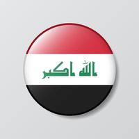 Ilustración en forma de círculo de botón brillante de la bandera de irak vector