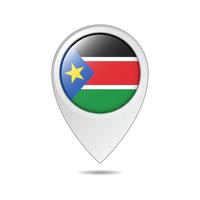 map location tag of South Sudan flag vector