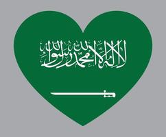 ilustración plana en forma de corazón de la bandera de arabia saudita vector