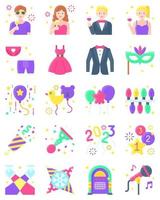 New year realated flat vector icon set 2