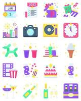 New year realated flat vector icon set 4