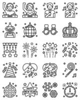 New year realated line vector icon set