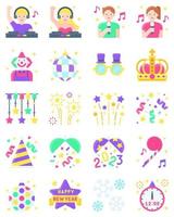 New year realated flat vector icon set