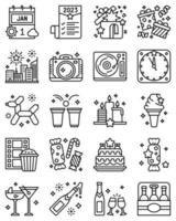 conjunto de iconos de vector de línea relacionado de año nuevo 4