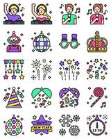 New year realated filled vector icon set