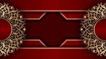 Red background with golden mandala ornament vector