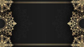 black background with golden mandala ornament vector