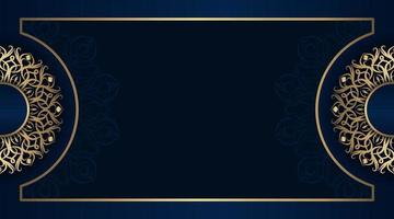 blue background with golden mandala ornament vector