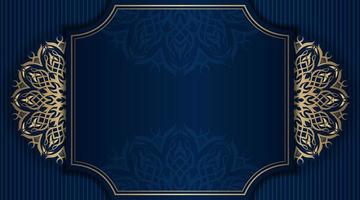 blue background with golden mandala ornament vector