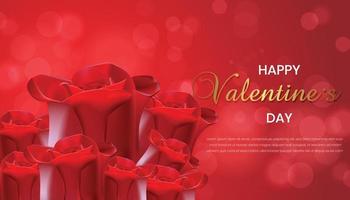 Happy valentines day message with red rose vector