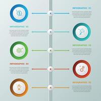 Modern 3d infographics template with five steps vector