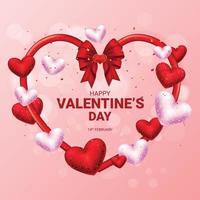 Happy valentines day realistic 3d heart decoration vector