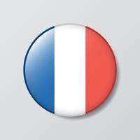 glossy button circle shaped Illustration of France flag vector