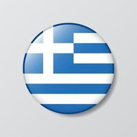 Ilustración en forma de círculo de botón brillante de la bandera de Grecia vector