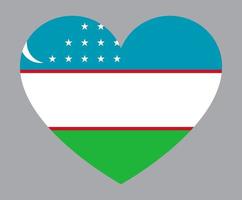 flat heart shaped Illustration of Uzbekistan flag vector
