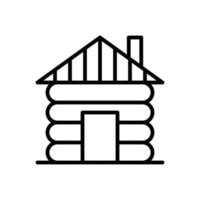 vector de estilo de línea plana de icono de edificio de cabaña de troncos para diseño gráfico y web