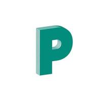 3D Linear modern logo of letter P. Number in the form of a line strip. Linear abstract design of alphabet number character and letter. logo, corporate identity, app, creative poster and more. vector