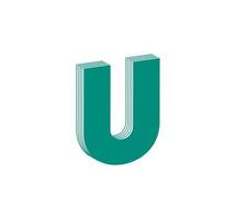 3D Linear modern logo of letter U. Number in the form of a line strip. Linear abstract design of alphabet number character and letter. logo, corporate identity, app, creative poster and more. vector