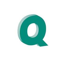 3D Linear modern logo of letter Q. Number in the form of a line strip. Linear abstract design of alphabet number character and letter. logo, corporate identity, app, creative poster and more. vector