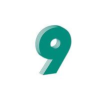 3D Linear modern logo of the number 9. Number in the form of a line strip. Linear abstract design of alphabet number character and digit. logo, corporate identity, app, creative poster and more. vector