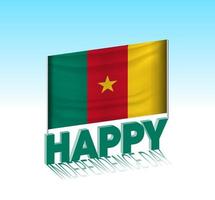 Cameroon independence day. Simple Cameroon flag and billboard in the sky. 3d lettering template. Ready special day design message. vector