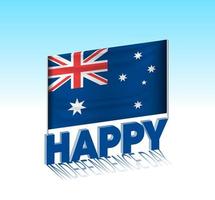 día de la independencia de australia. simple bandera de australia y cartelera en el cielo. plantilla de letras 3d. mensaje de diseño de día especial listo. vector