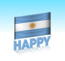 día de la independencia argentina. simple bandera argentina y cartelera en el cielo. plantilla de letras 3d. mensaje de diseño de día especial listo. vector